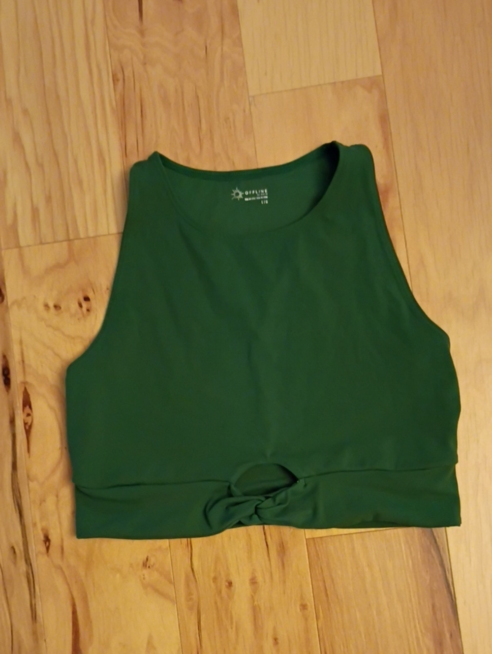 aerie Forest Green Tie-Front Cropped Tank